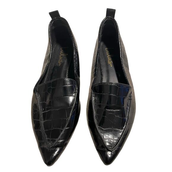Lulus Black Crocodile patterned flats size 8.5 - Picture 2 of 9